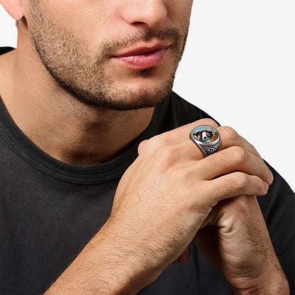 Personalized Custom Celtic Triquetra Signet Ring With Photo for