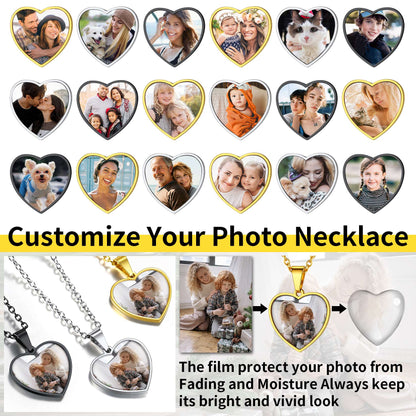 Customized Heart Photo Picture Necklace With Calendar for