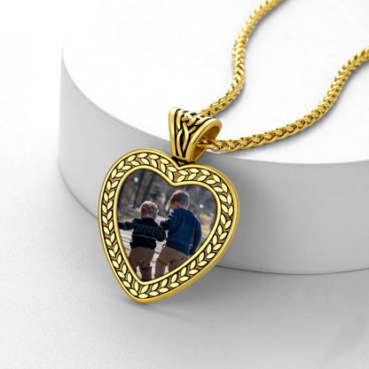 Customized Heart Photo Pendant Memorial Necklace for
