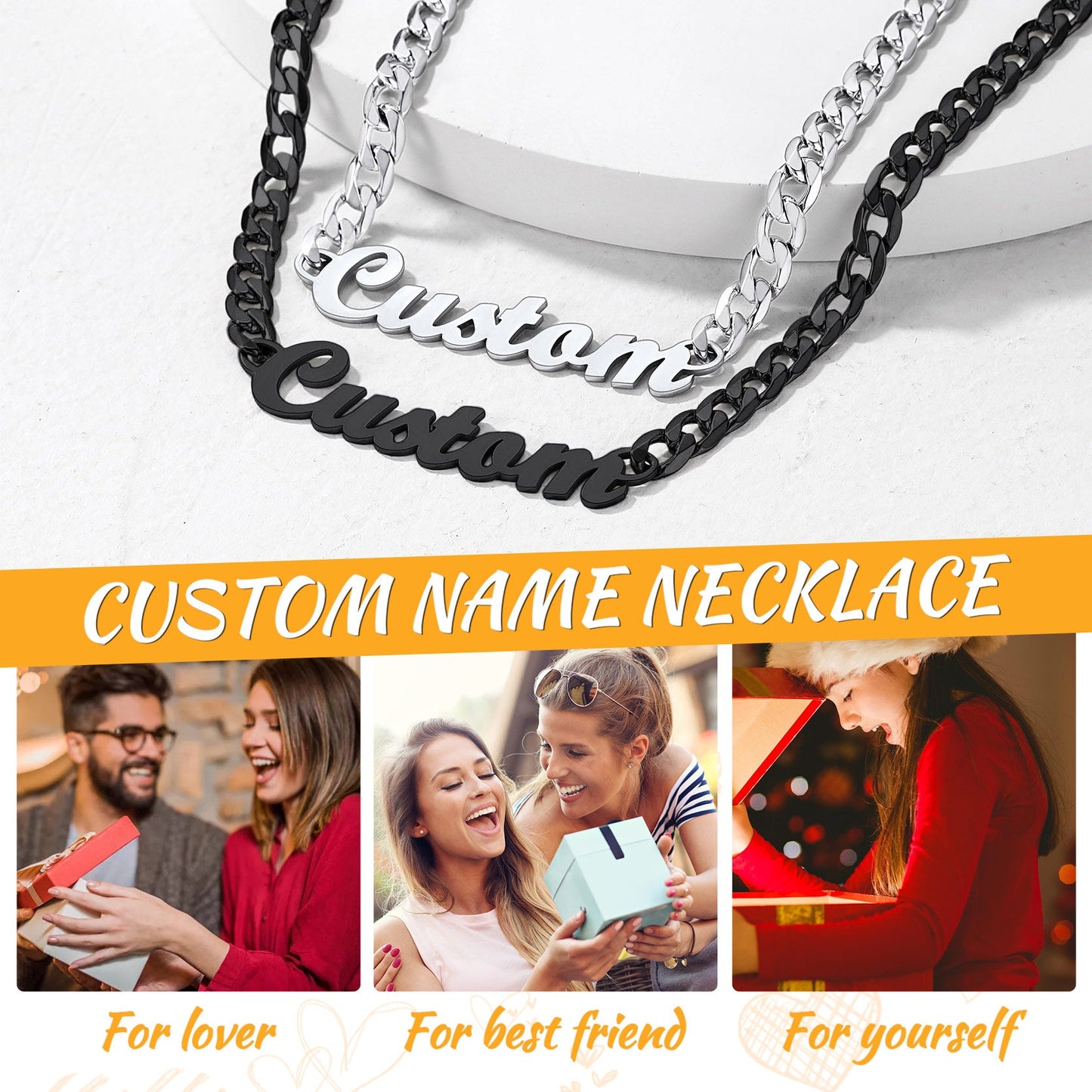 Custom Nameplate Choker Chain Necklace for 18 Inch