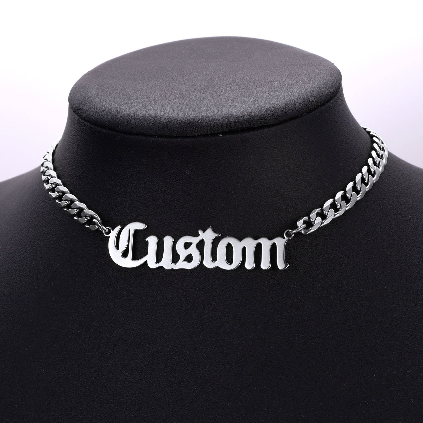 Custom Nameplate Choker Chain Necklace for 18 Inch