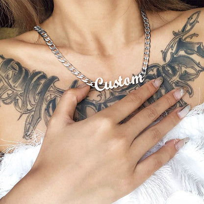 Custom Nameplate Choker Chain Necklace for 18 Inch