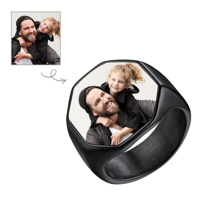 Personalized Octagon Signet Ring With Photo for