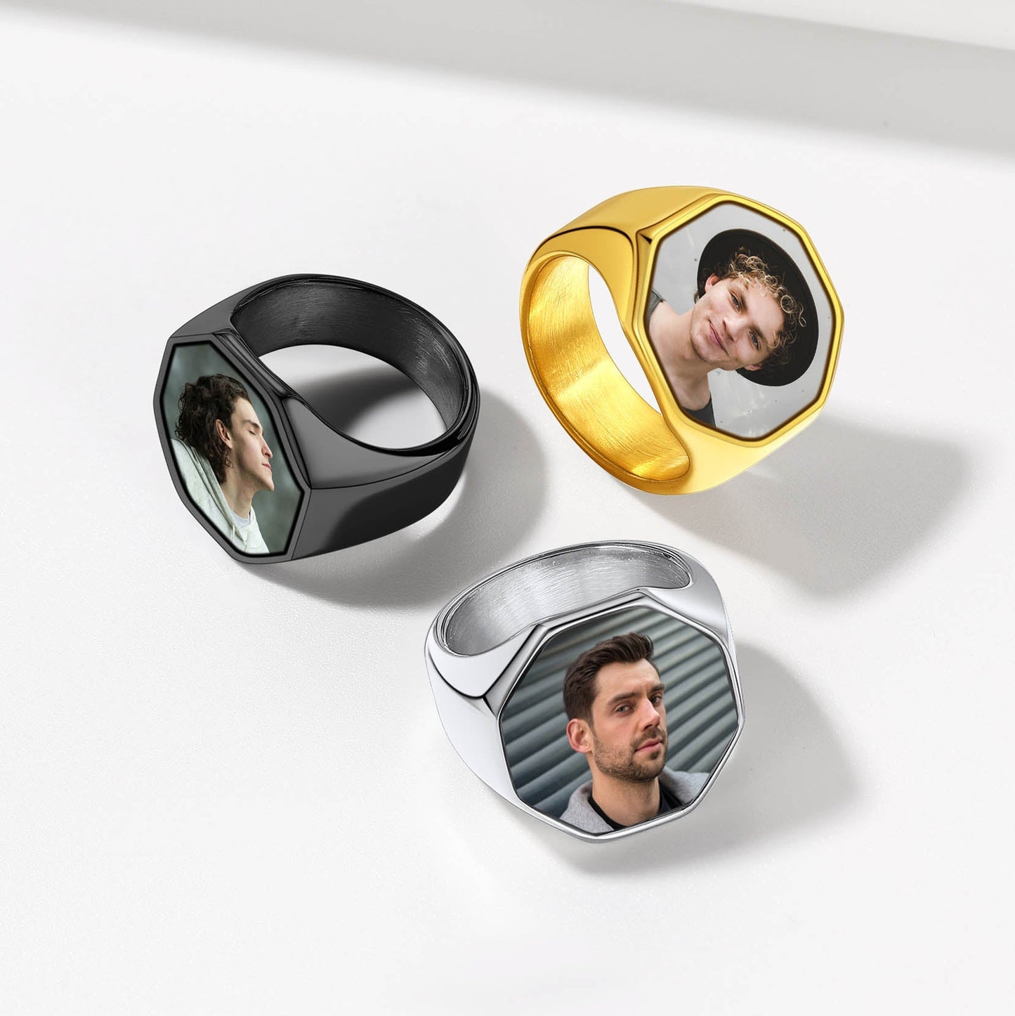 Personalized Octagon Signet Ring With Photo for