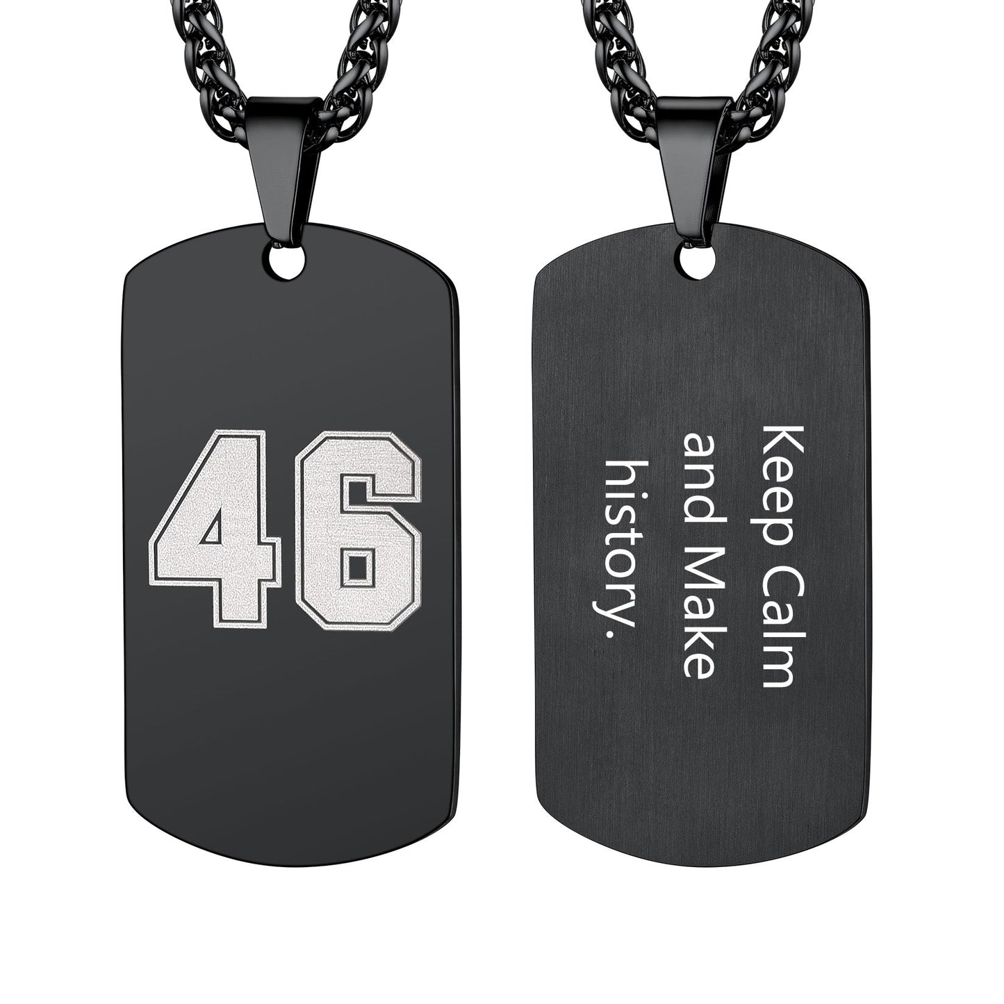 Custom Engraved Number Dog Tag Necklace for , Stainless Steel