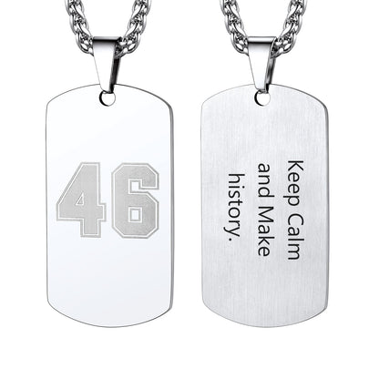 Custom Engraved Number Dog Tag Necklace for , Stainless Steel