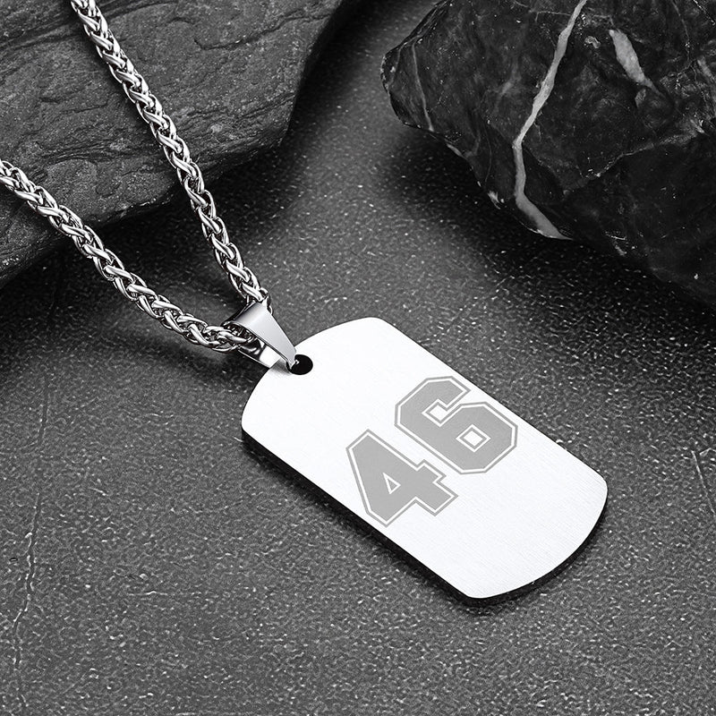 Custom Engraved Number Dog Tag Necklace for , Stainless Steel