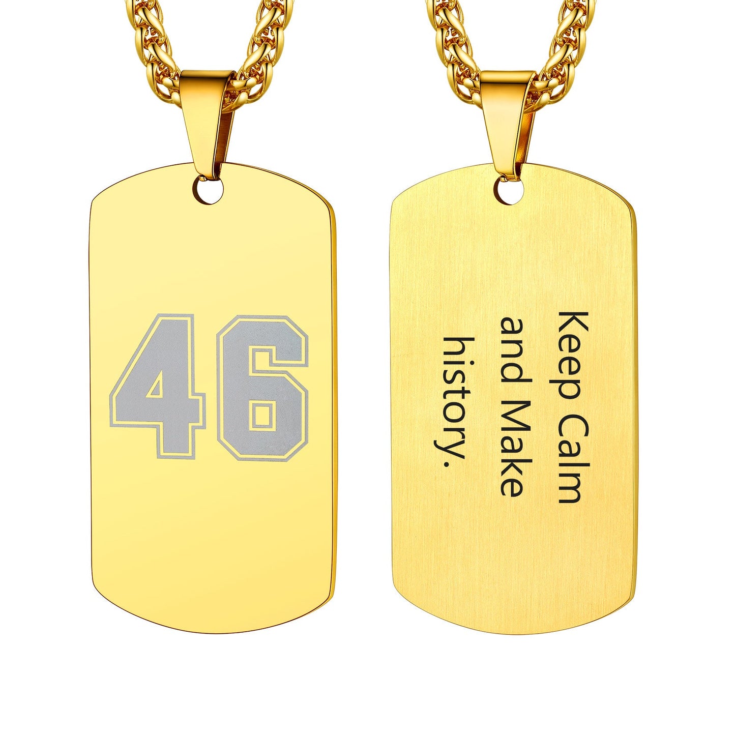 Custom Engraved Number Dog Tag Necklace for , Stainless Steel
