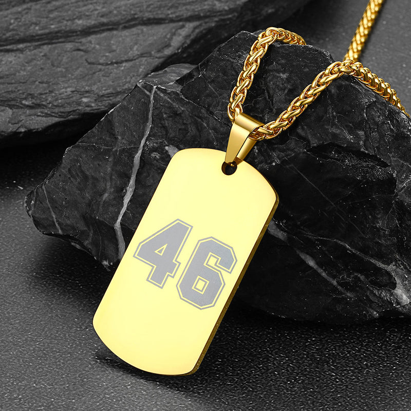 Custom Engraved Number Dog Tag Necklace for , Stainless Steel
