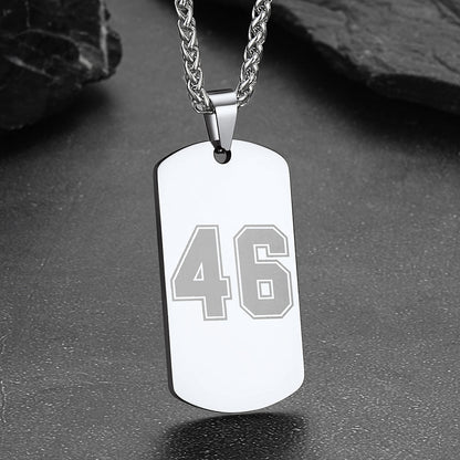 Custom Engraved Number Dog Tag Necklace for , Stainless Steel