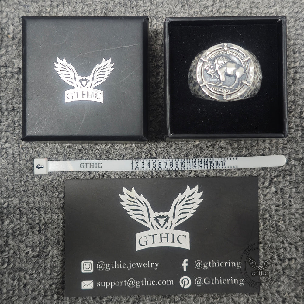 Customizable Buffalo Nickel Coin Sterling Silver Ring