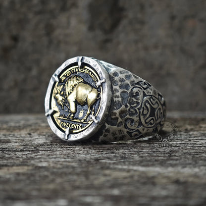 Customizable Buffalo Nickel Coin Sterling Silver Ring