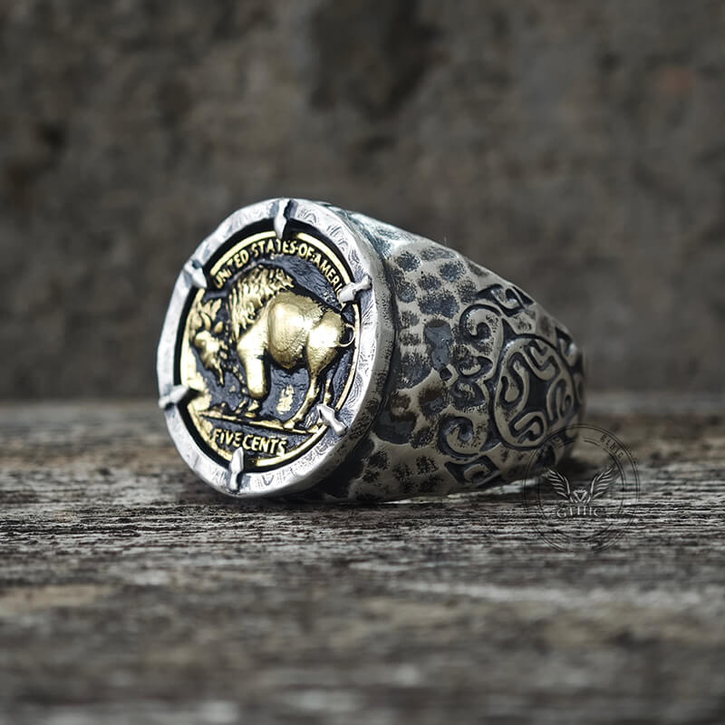 Customizable Buffalo Nickel Coin Sterling Silver Ring