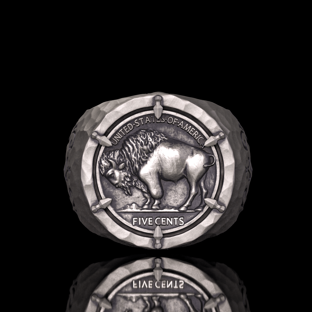 Customizable Buffalo Nickel Coin Sterling Silver Ring