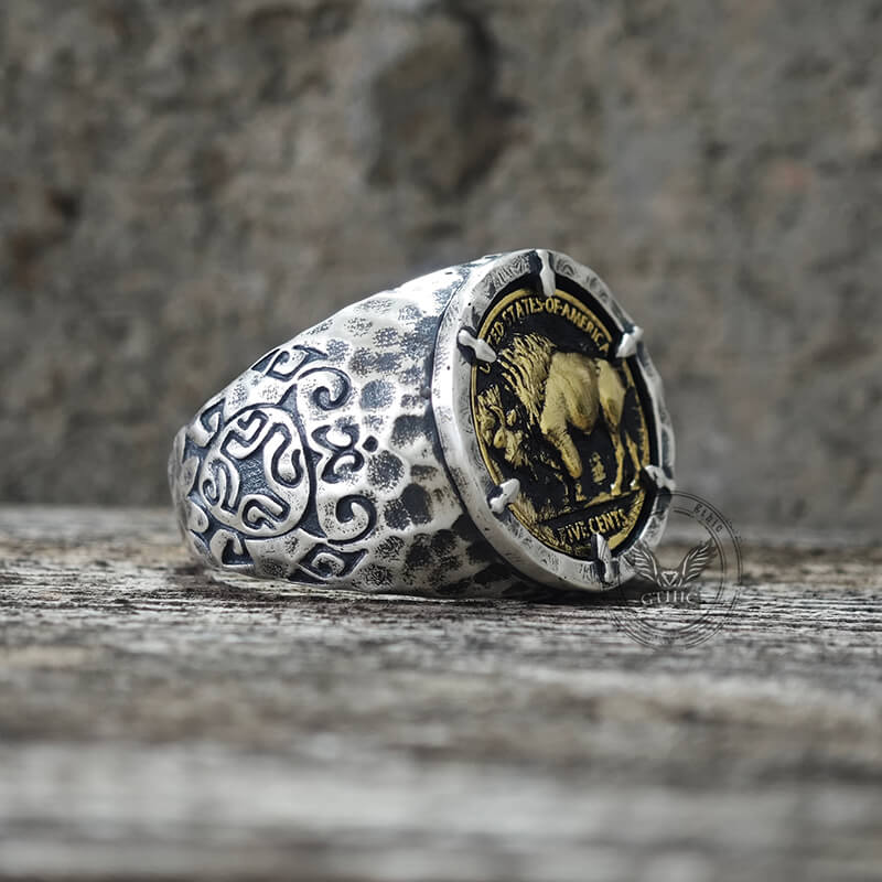 Customizable Buffalo Nickel Coin Sterling Silver Ring