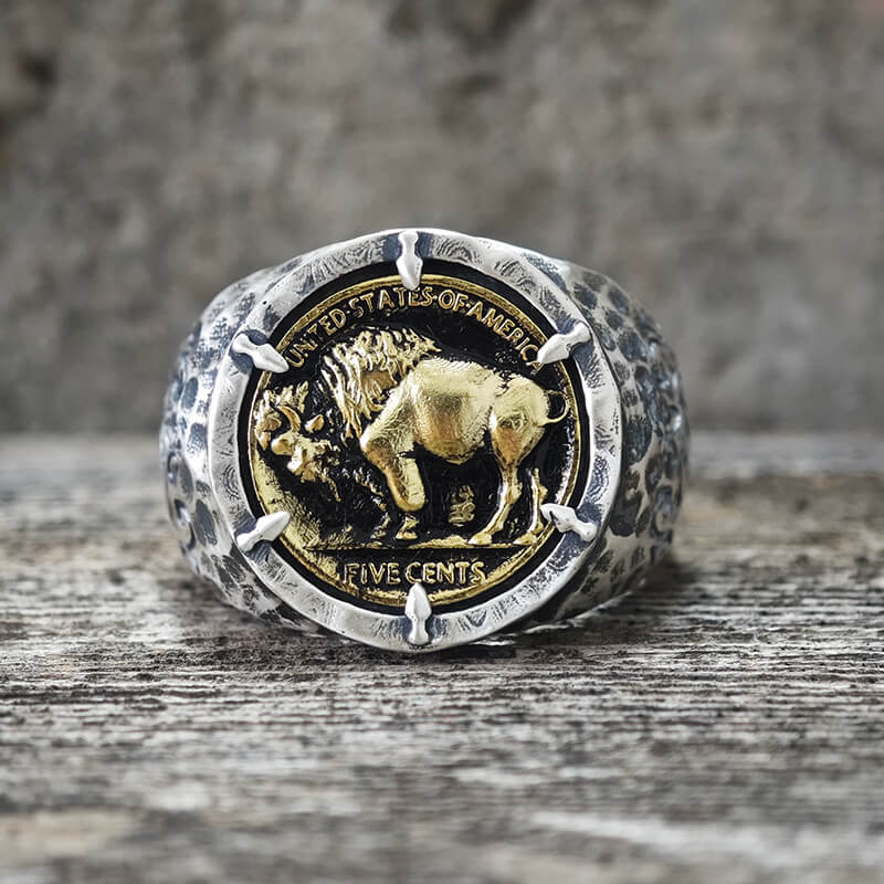 Customizable Buffalo Nickel Coin Sterling Silver Ring
