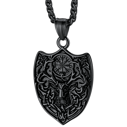 Flash Norse Viking Compass Deer Necklace for