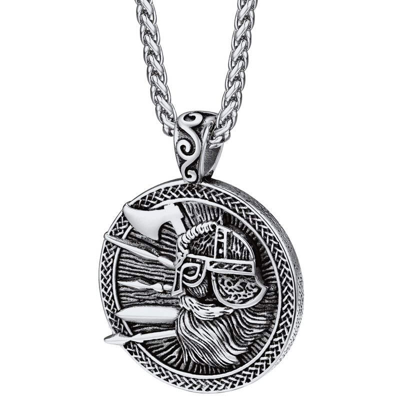 Norse Viking Odin Warrior Pendant Necklace for