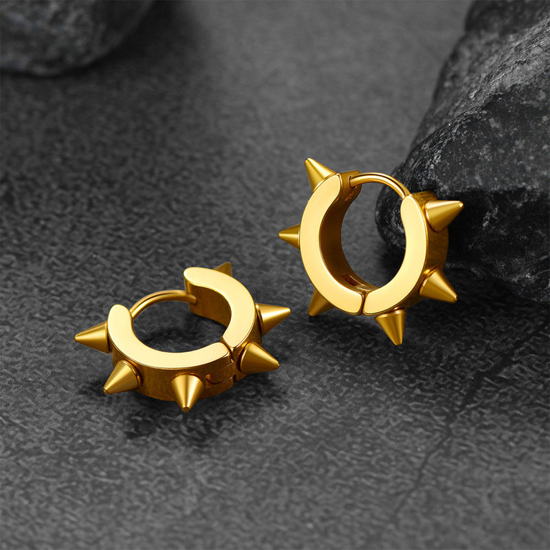 Punk Spike Rivet Huggie Hoop Earrings for
