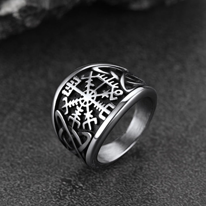 Viking Compass Ring With Celtic Knot for