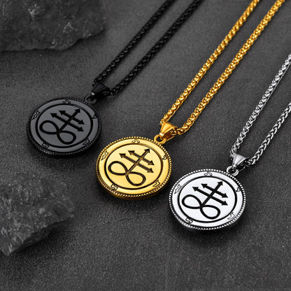 Baphomet Satanic Goat Leviathan Cross Necklace for