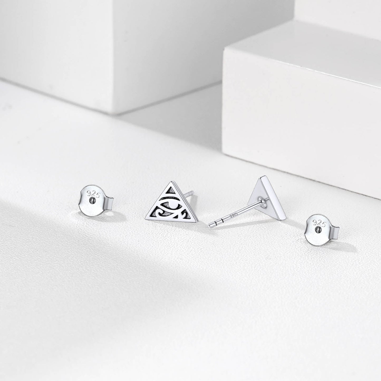 Sterling Silver Eye of Ra Stud Earrings for