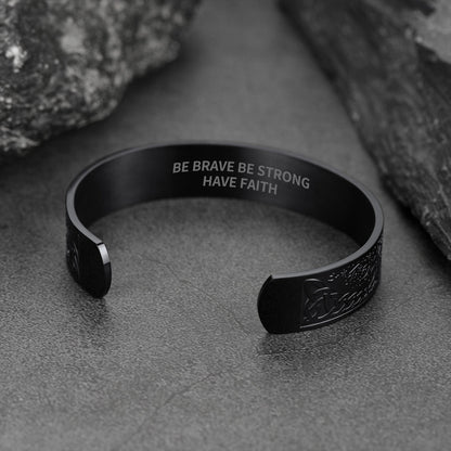 Engraved Viking Jewelry Bangle Bracelet With Celtic Tree of Life