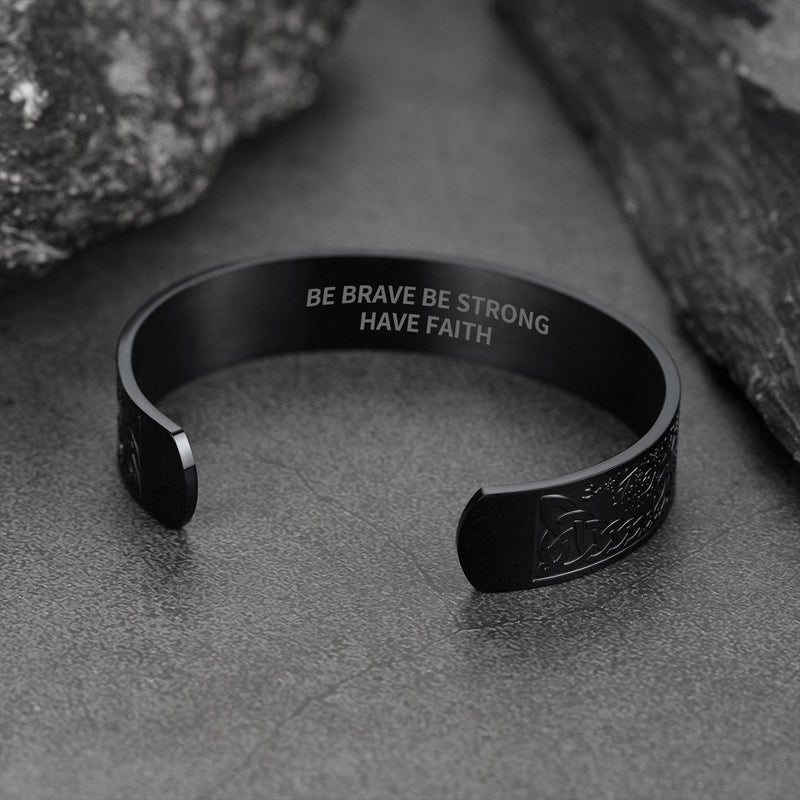 Engraved Viking Jewelry Bangle Bracelet With Celtic Tree of Life