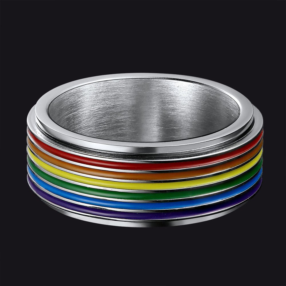 Lgbt Pride Rainbow Ring Anxiety Fidget Ring Spinner