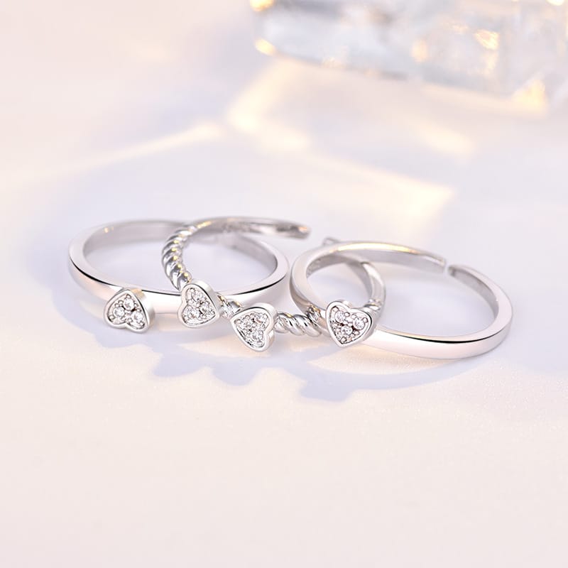 Mystic Fortune Leaf Clover Crystal Ring Set