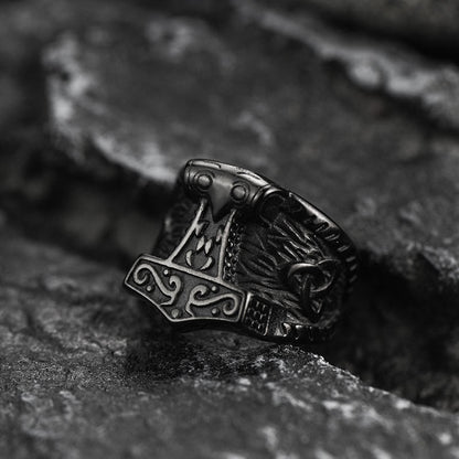 Viking Mjolnir Signet Ring Thor's Hammer Ring for