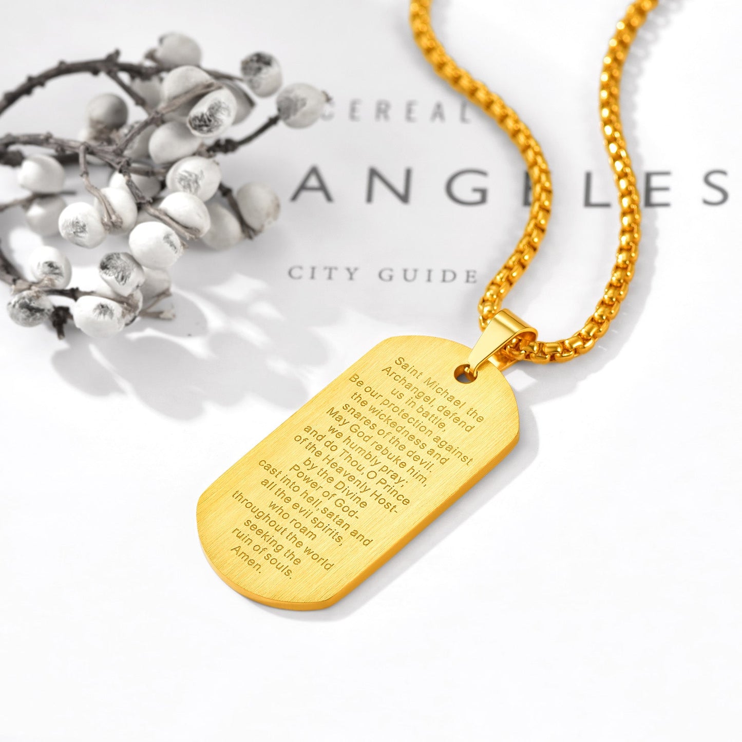 The Archangel Saint Michael Dog Tag Necklace for