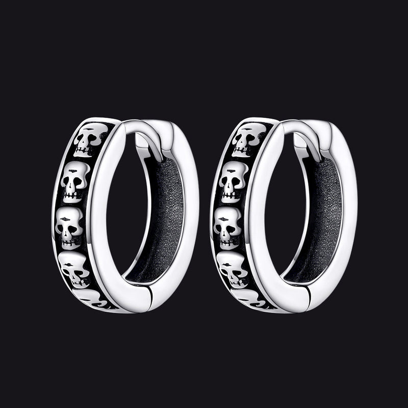 Gothic Skull Huggie Hoop Earrings for