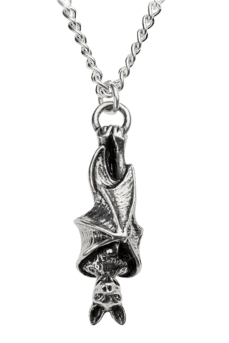 Dark Roosting Bat Gothic Pendant With Pewter Finish