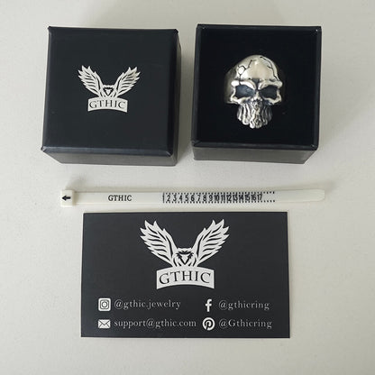 Dark Crack Sterling Silver Skull Ring