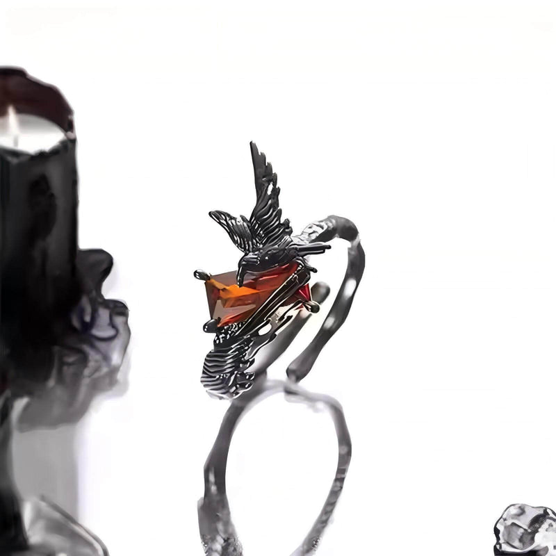 Dark Crow Sweet Cool Style Copper Cz Open Ring
