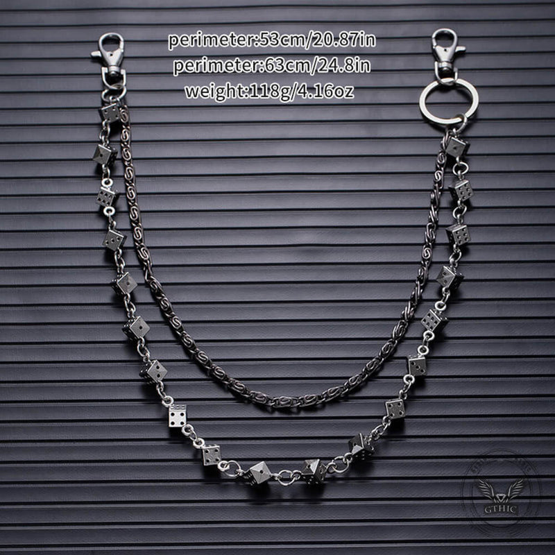 Dark Punk Style Dice Alloy Double-layer Pants Chain