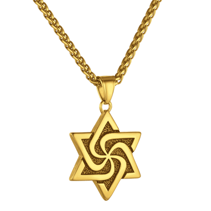 Retro Jewish Star of David Necklace for