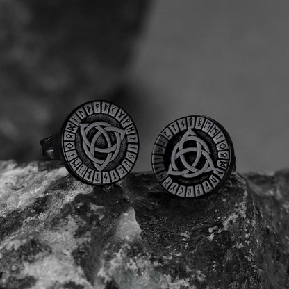 Viking Celtic Knot With Rune Stud Earrings for