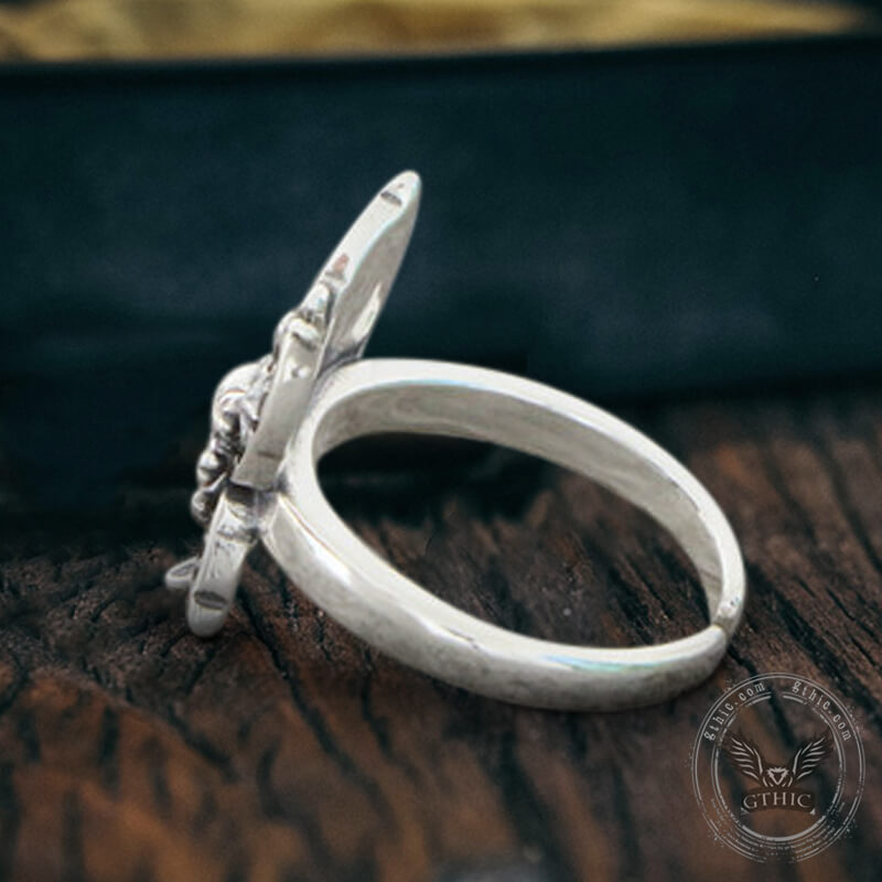 Death Moth Sterling Silver Open Skull Ring