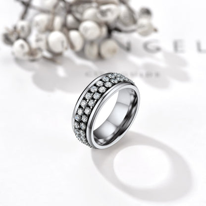 Cz Diamond Fidget Anxiety Band Ring for