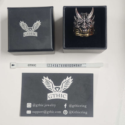 Demon Cyber Oni Mask Sterling Silver Ring