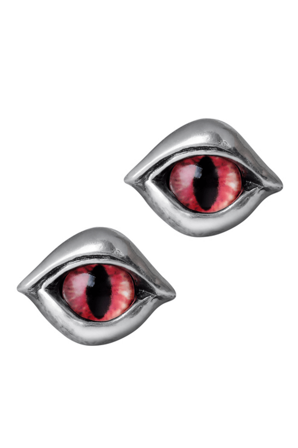 Demonic Eye Ear Studs With Red and Black Glass Iris