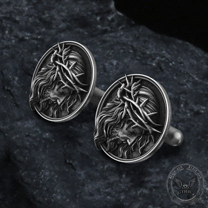 Detailed Jesus Christ Pure Tin Cufflinks