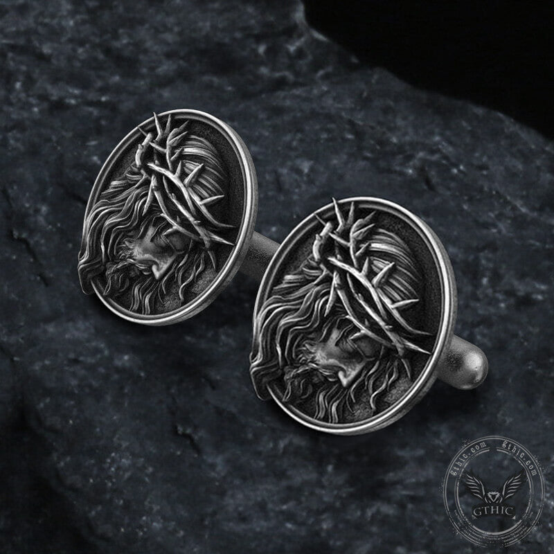 Detailed Jesus Christ Pure Tin Cufflinks