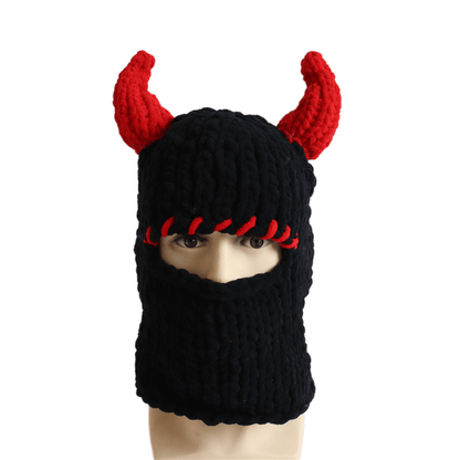 Devil Horns Knitted Balaclava Hat
