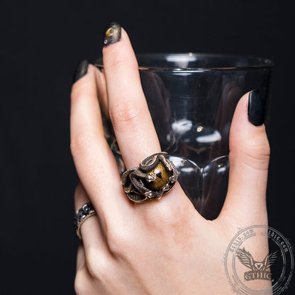 Devil's Eye Sterling Silver Snake Ring