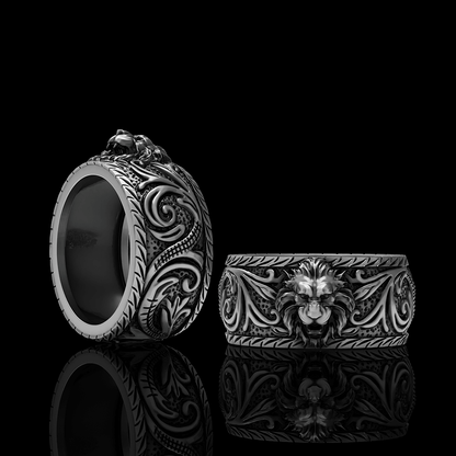 Domineer Lion Head Sterling Silver Animal Ring