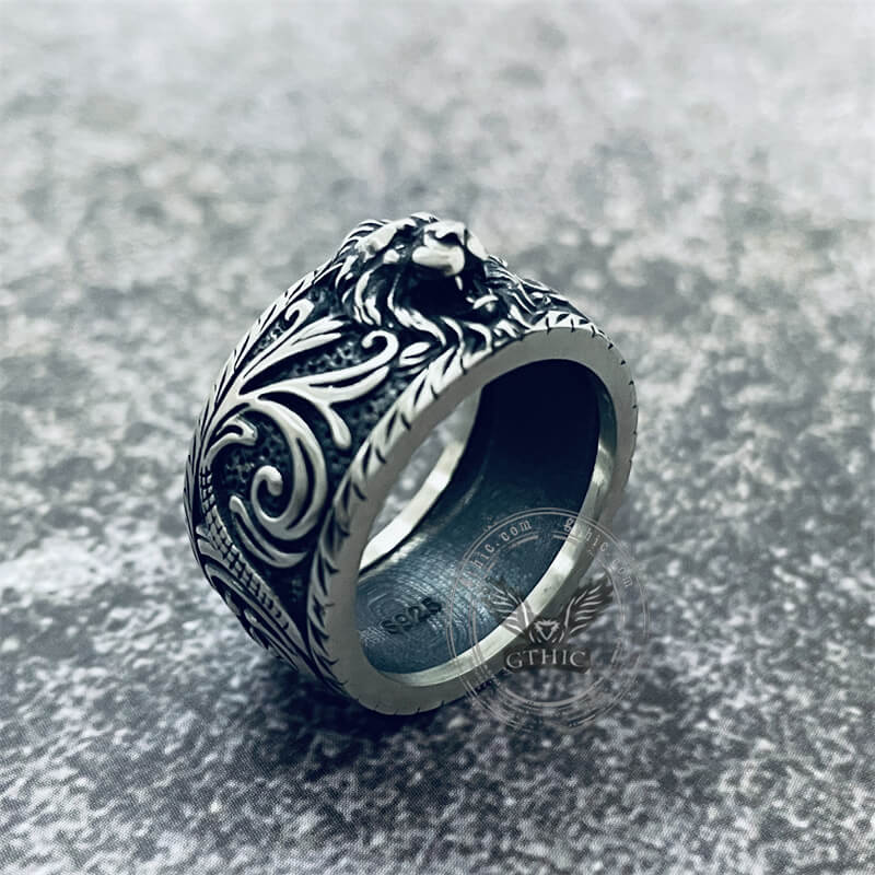 Domineer Lion Head Sterling Silver Animal Ring