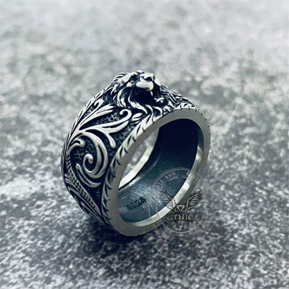 Domineer Lion Head Sterling Silver Animal Ring